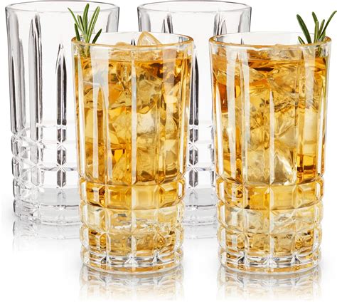 Amazon.com | SHOSHIN Hand Cut Highball Glasses Crystal (Set of 4, 17Oz ...