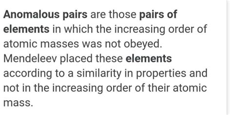 What is anomalous pair of elements? - EduRev Class 10 Question