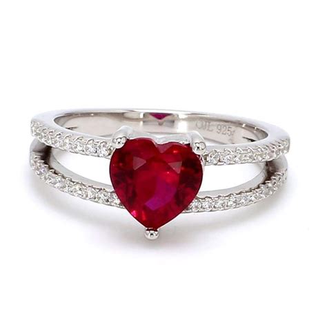 Ornate Jewels Pure Sterling Silver Created Red Ruby CZ American Diamond ...