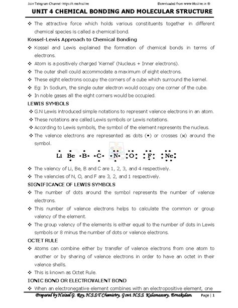 Chemical Bonding - UNIT 4 CHEMICAL BONDING AND MOLECULAR STRUCTURE The ...
