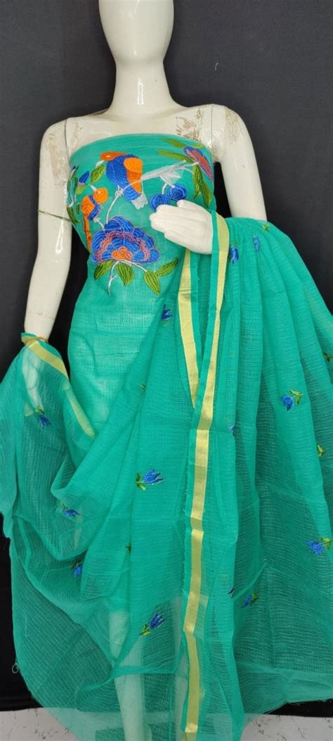 Kota Doria Cotton 3 pc Salwar Suit - Embroidery - Leheriya.com