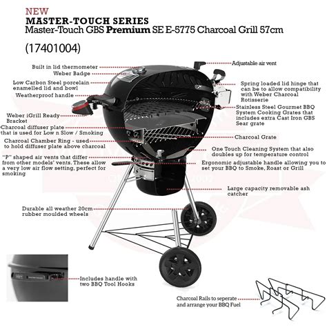 Weber Master-Touch GBS Premium SE E-5775 Charcoal BBQ 57cm