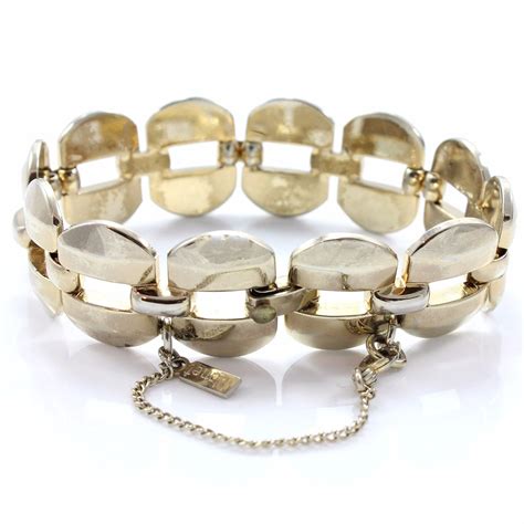 Chunky Vintage Monet Gold Tone Link Bracelet, 1950s Monet Articulated ...