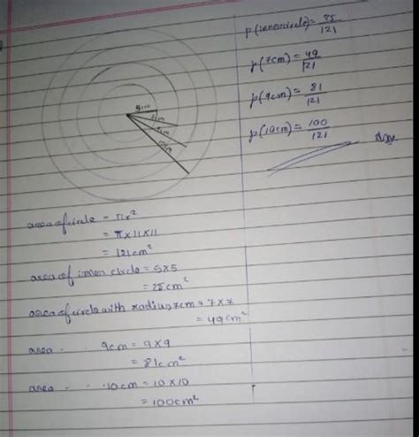 a circular target of radius 11 cm consists of an inner circle of radius ...