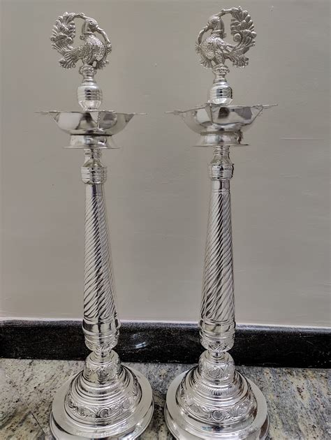 GS Peacock Jumbo Deepam 30" – Silver Giftry