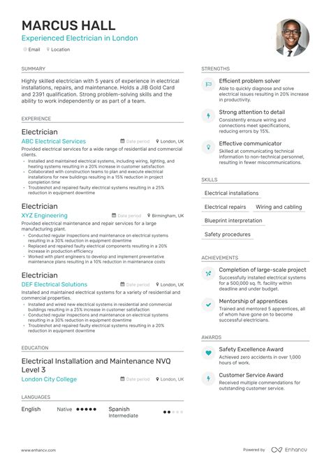 5 Electrician Resume Examples & Guide for 2024