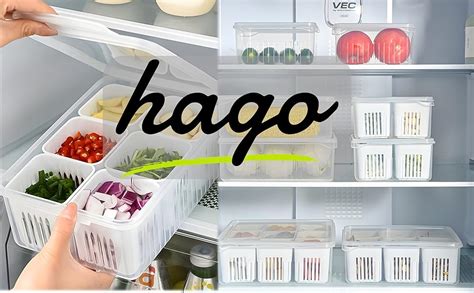 Buy hago Refrigerator Organizer Container with 6 Grid Compartments ...