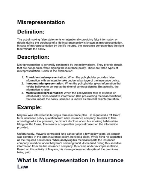 Image result for Misrepresentation of Insurance Coverage