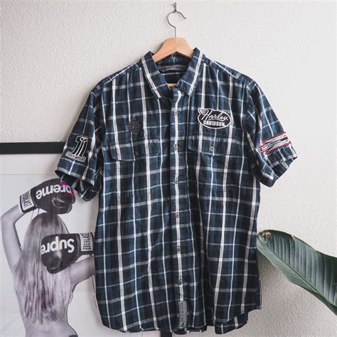 Harley Davidson Mechanic Shirt Garage Work Mens L Sli… - Gem