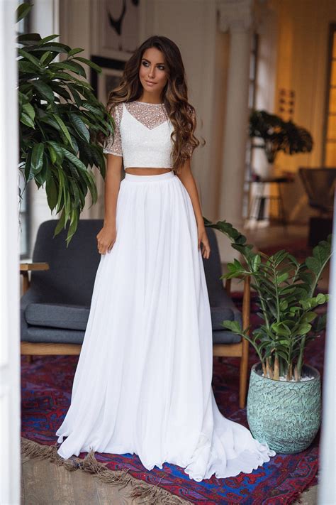2 Piece Boho Wedding Dress