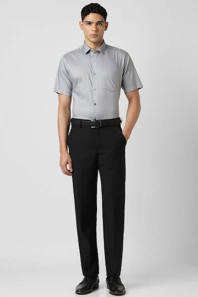 Buy Men Grey Regular Fit Solid Half Sleeves Formal Shirt Online ...