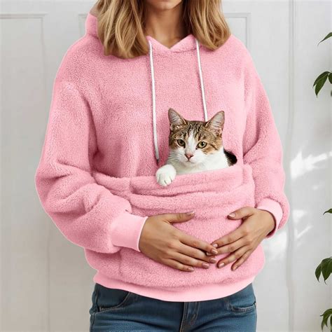Rhuody Women Cat Pouch Sweatshirt With Kangaroo Pocket Dog Pouch ...