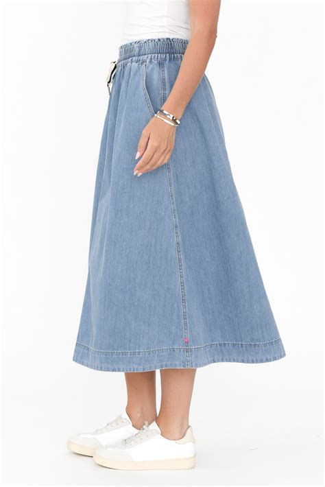 Greta Light Denim Skirt - Blue Bungalow NZ