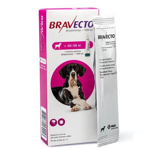 BRAVECTO Spot On (Бравекто Спот Он) Капли от блох и клещей для собак 40 ...