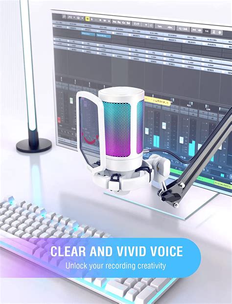 Fifine Ampligame A6V USB Gaming Microphone (White) – RGB & Crisp Audio ...