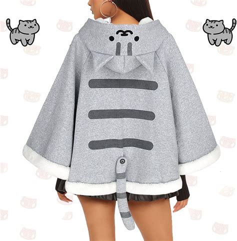Buy KINOMOTO Game Cat Atsume Hooded Cape Cosplay Costume Gray Cat ...