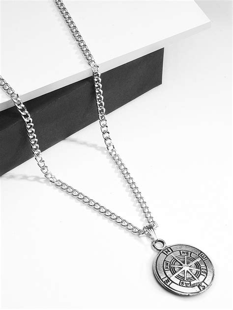 Buy Silver Plated Compass Charm Men Necklace@ Best Price