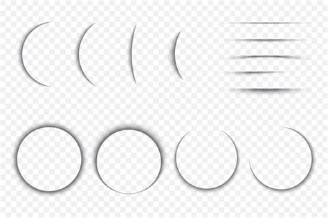 Round and linear realistic shadows set vector cut paper effect ...
