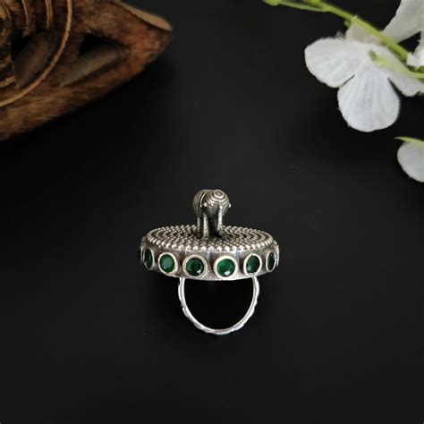 "Elephant" Adjustable Oxidized Silver Brass Rings – The Fiona Store