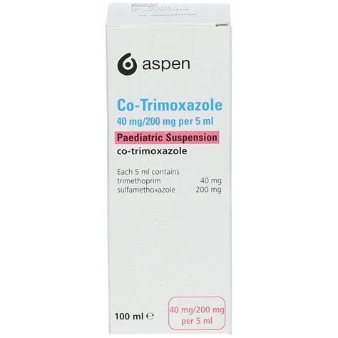 CO-TRIMOXAZOLE 40mg/200mg per 5ml Paediat.Susp.UK 100 ml mit dem E ...