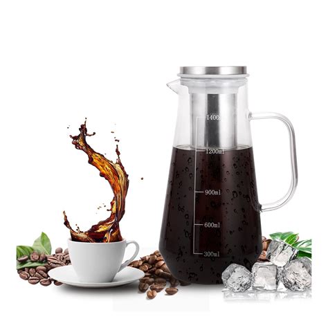 VEHIPA 47oz Cold Brew Maker Glass Coffee Pot Iced Tea Pot French ...