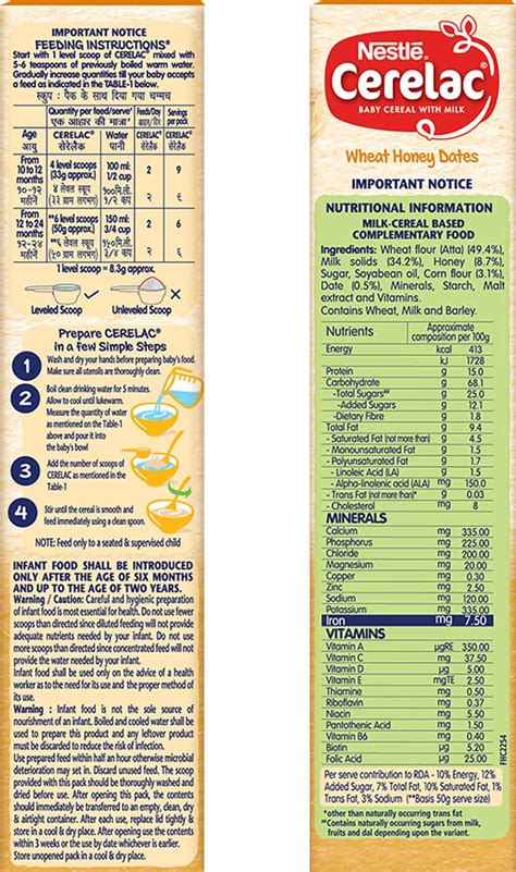 Buy NESTLE CERELAC BABY CEREAL WITH MILK WHEAT HONEY DATES FROM 10 ...