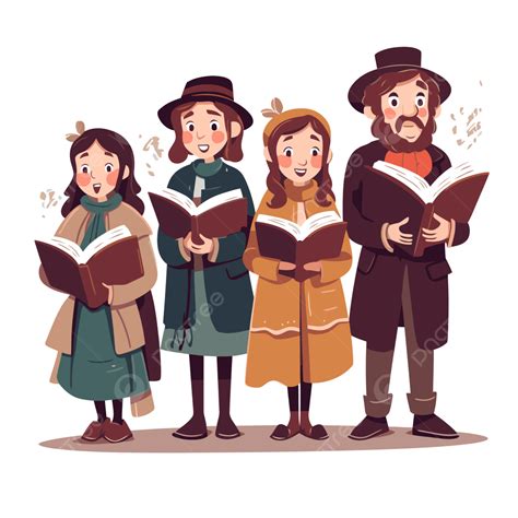 Carolers Clipart Quartet Of Children Singing Christmas Carols With ...