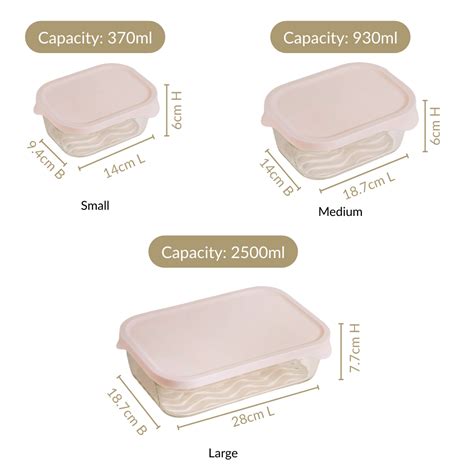 Groovo Lite Microwave Safe Glass Food Container Set Of 4 370ml 930ml ...