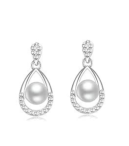 Buy SURUCHI 925 Sterling Silver Pearl drop Earrings |Earring Gifts for ...