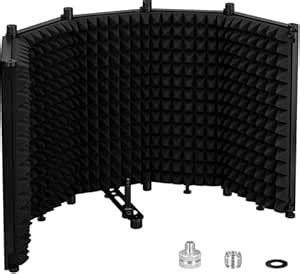 AMG Music Microphone Isolation Shield, 5 Panels Sound Proof Mic Shield ...