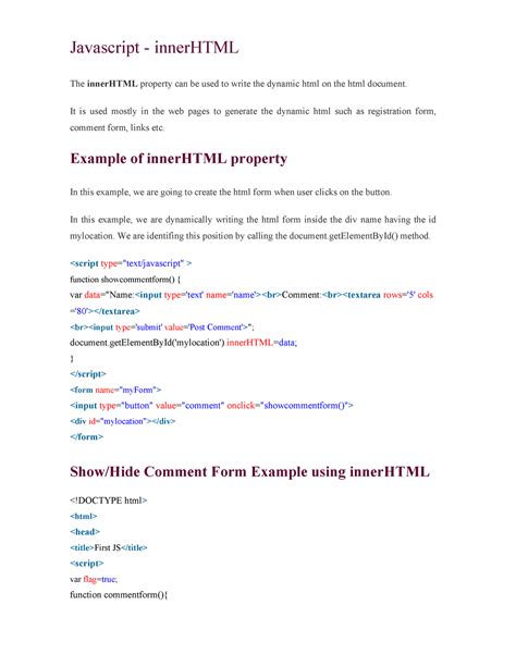 Image result for innerHTML JS
