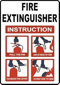 Fire Extinguisher Instruction Safety Sign, A4 Size, Pack of 2 : Amazon ...