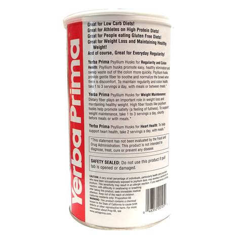 Yerba Prima Psyllium Whole Husks Colon Cleanser, 12 oz can