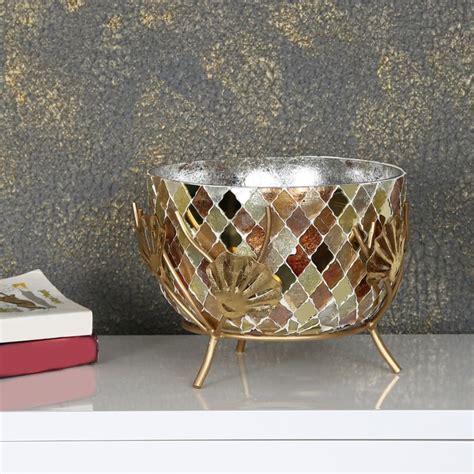 Buy Galaxy Calvin Mosaic Bowl With Leaf Stand from Home Centre at just ...