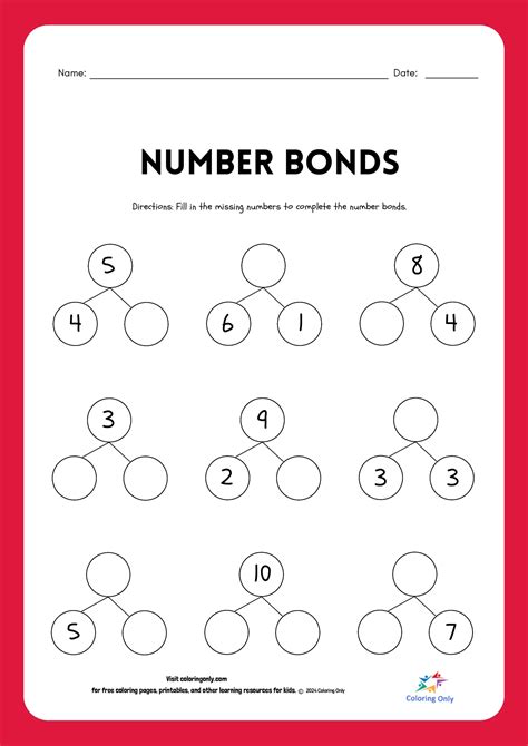 NUMBER BONDS Free Printable Worksheet