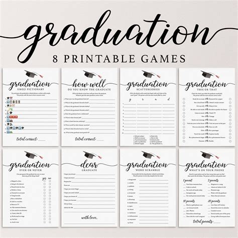 Graduation party games bundle printable elegant graduation games ...