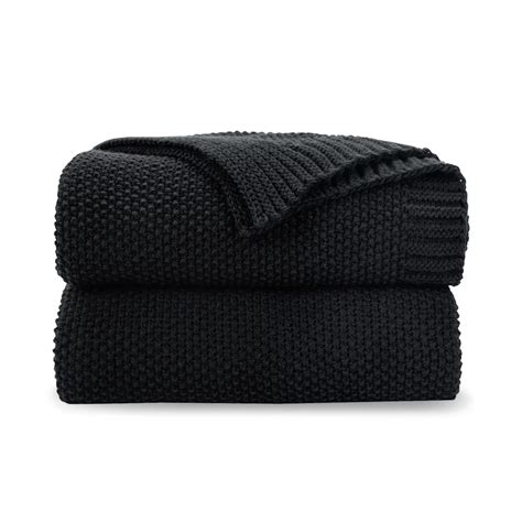Amazon.com: CozeCube Black Throw Blanket for Couch, Soft Cozy Cable ...