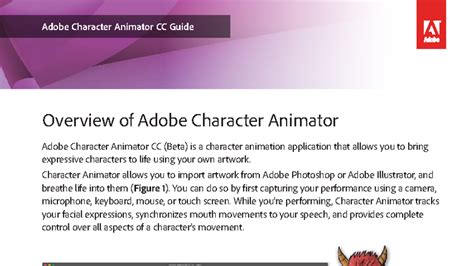 Adobe Character Animator CC Guide: Overview & Workspaces - Studocu