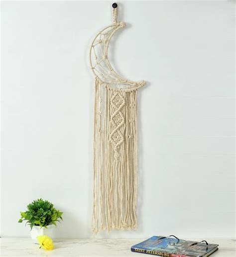 Crescent moon macrame wall hanging