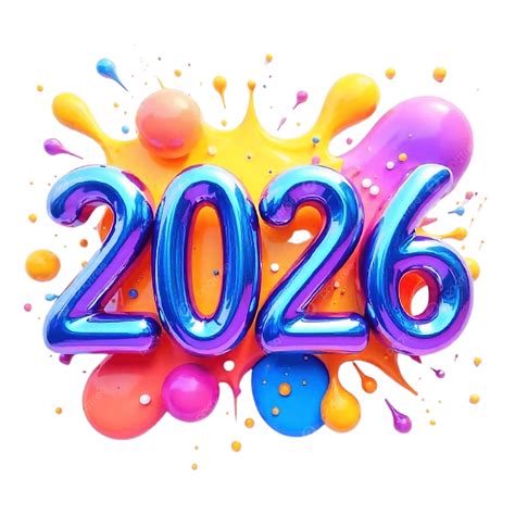 Colorful 3d 2026 Splash Design For New Year Celebration, 2026, New Year ...
