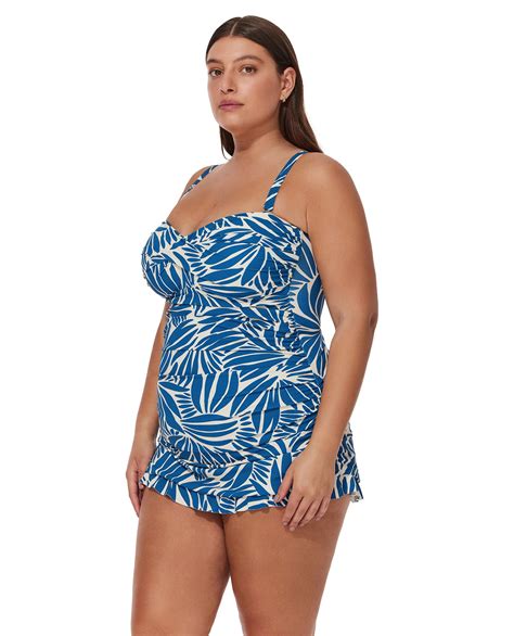 Comeback Plus Size Bandeau Swimdress -Petr/whi | Gottex