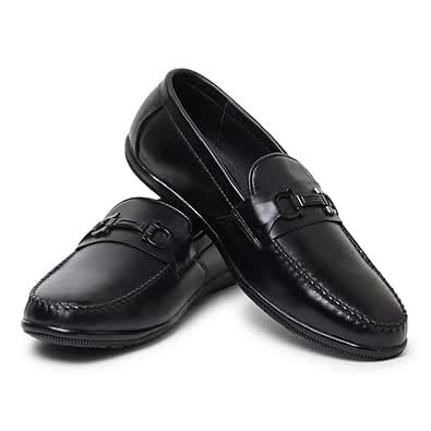 Buy HAYES LONDON Blaze Loafers for Men | Black Plain Genuine Leather ...