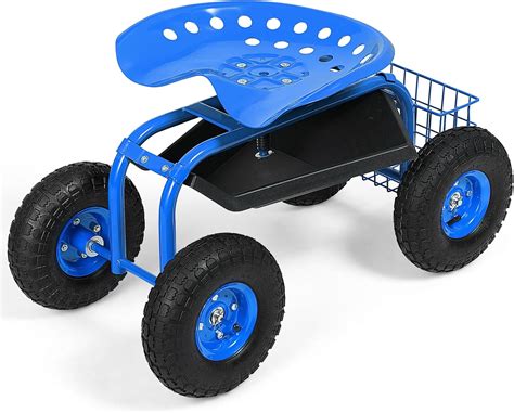Amazon.com: Goplus Garden Seat with Wheels, Rolling Garden Cart with ...