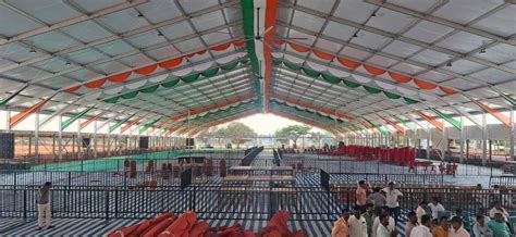 construction of a huge stage for the arrival of the chief minister in ...