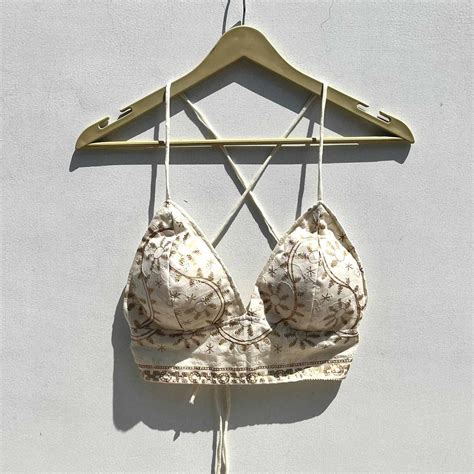 Off White Hakoba Chikan Foil Cotton Bra - KJ0563 – Kajrakh