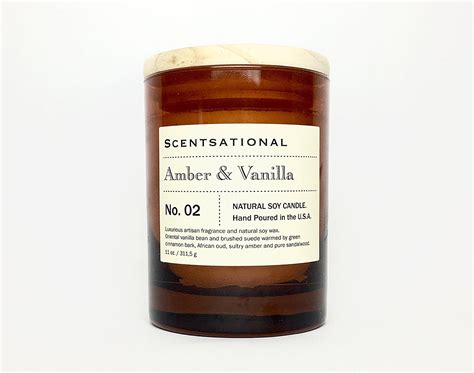 Scentsational Amber & Vanilla Scented | Natural Soy Candle | Hand ...