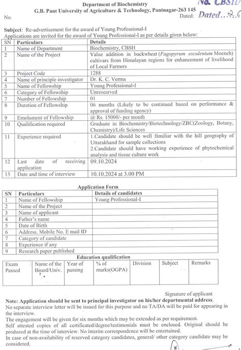 GBPUAT Biochemistry Project Walk IN