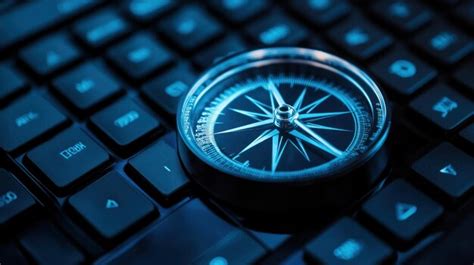 Compass on a keyboard | Premium AI-generated image