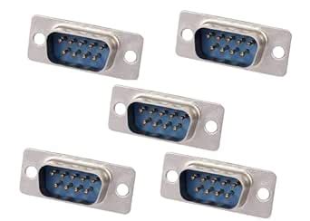 DB9 Straight Male Connector Soldering Type Panel Mount - Pack of 5 ...