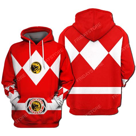 Power Ranger Hoodie Red Power Ranger Costume T-Shirt Amazing Power ...